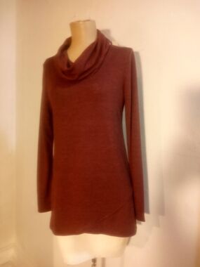 LOFT Rust Brown Cowl Neck Tunic Sweater